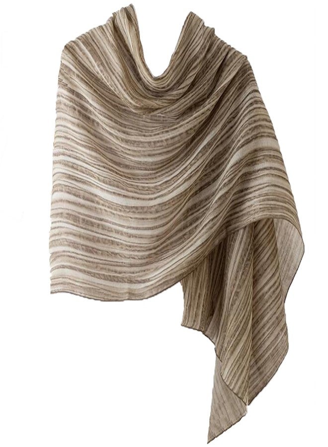 HURESON Women Premium Hijab Head Scarf Lightweight stripe Scarves Soft Shawls and Wraps for Dresses (Khaki) - Image 1